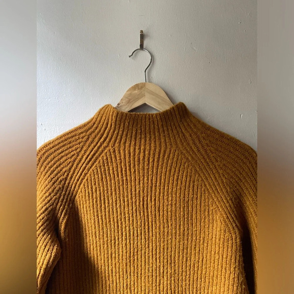 Madewell Northfield Mock Neck Chunky Funnel Knit Harvest Gold Sweater - Picture 8 of 13
